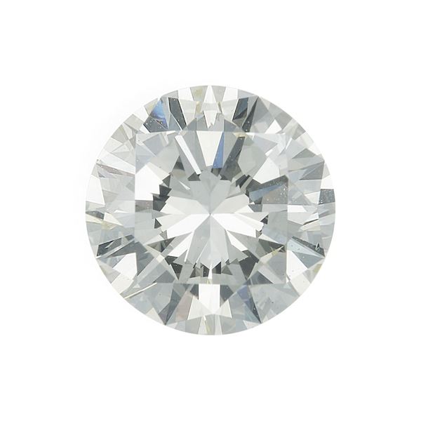 Diamante taglio brillante di ct 5.43, colore O-P, caratteristiche interne SI1, fluorescenza UV forte blu