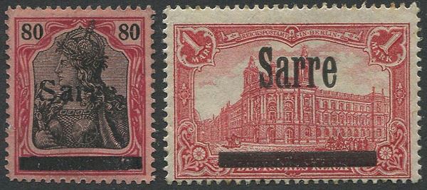 1920, Sarre, Occupazione Francese, serie di 17 valori