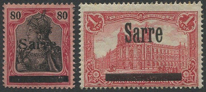 1920, Sarre, Occupazione Francese, serie di 17 valori  - Auction Postal History and Philately - Cambi Casa d'Aste