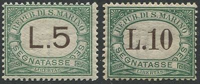 1924, San Marino, Segnatasse, Serie di 9 Valori