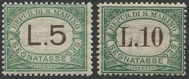 1924, San Marino, Segnatasse, serie di 9 valori  - Auction Postal History and Philately - Cambi Casa d'Aste
