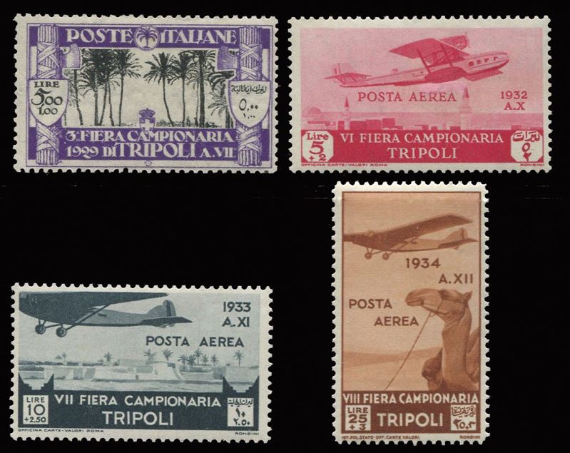 1927/1939, Libia, tutte le serie emesse in occasione delle Fiere di Tripoli, dalla I alla XIII  - Asta Storia Postale e Filatelia - Cambi Casa d'Aste