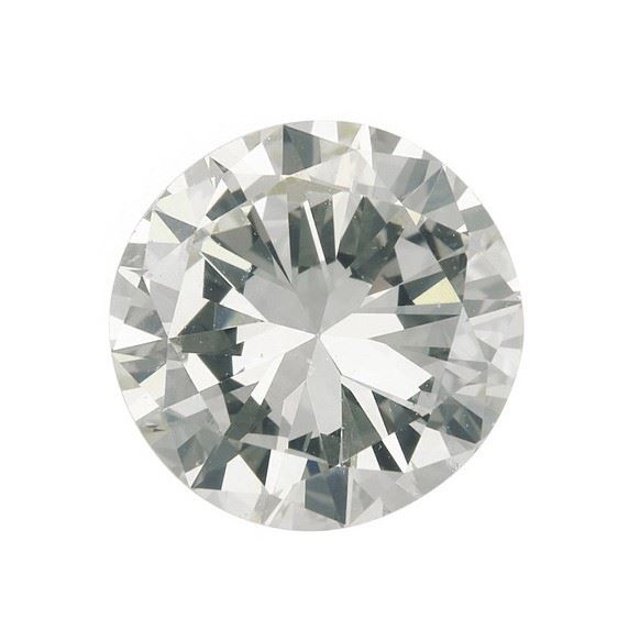 Diamante taglio brillante di ct 1.65, colore O-P, caratteristiche interne VS2, fluorescenza UV molto debole gialla