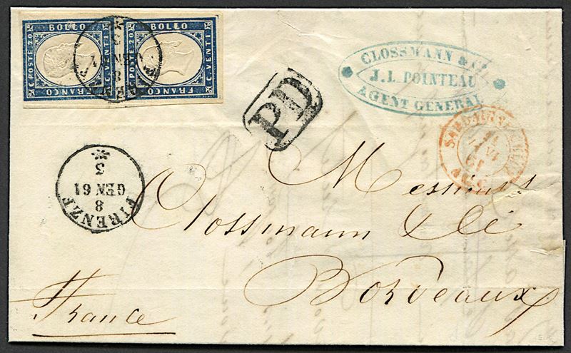 1861, Toscana, uso dei francobolli di Sardegna dal 1° gennaio 1861,  - Auction Philately - Cambi Casa d'Aste
