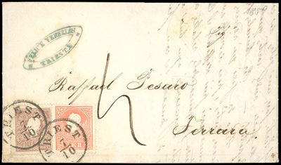 1859, Austria, Lettera da Trieste per Ferrara del 7 Ottobre 1859