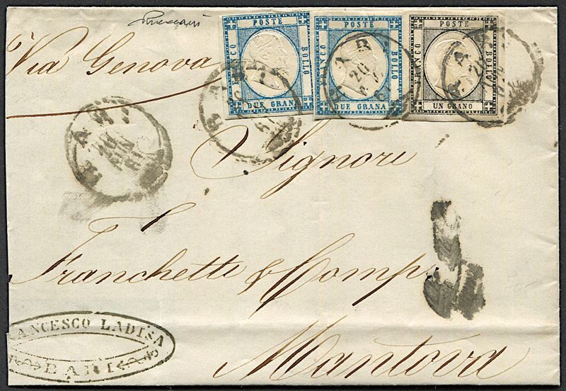 1861, Province Napoletane, gran parte di lettera da Bari per Mantova del 20 novembre 1861  - Auction Philately - Cambi Casa d'Aste