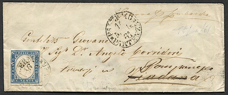 1861, Sicilia, lettera da Palermo per Viadana del 16 maggio 1861, rispedita a Pomponesco  - Asta Filatelia - Cambi Casa d'Aste