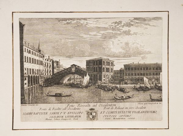 Marco Sebastiano Giampiccoli (1737-1809) Veduta del ponte di Rialto... Venezia, (1775, 1776, 1882)