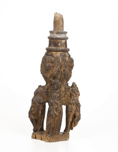 Frammento di Candeliere Figurato, Dorato e Dipinto. Giovanni Barili (siena 1453 -1517) Attribuito...