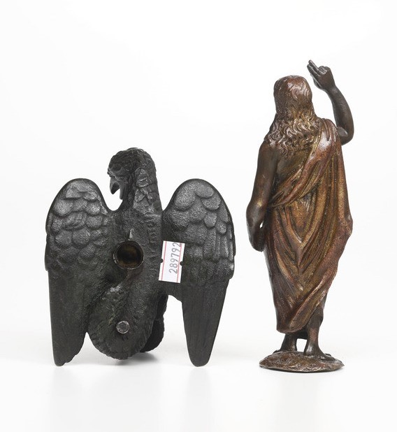 Due Antichi Bronzi, Cristo Benedicente e Aquila che Ghermisce un Serpente