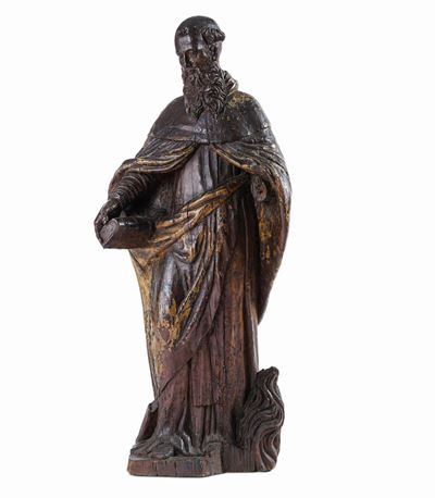 Sant'antonio Abate. Scultore Barocco, Italia, XVII Secolo