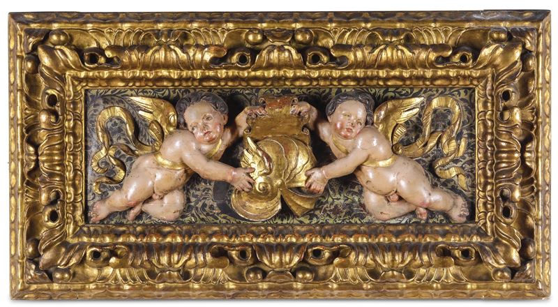 Fregio con putti. Arte spagnola del XVI secolo, ambito di Alonso Berruguete (1490-1561)  - Asta Scultura e Oggetti d'Arte - Cambi Casa d'Aste