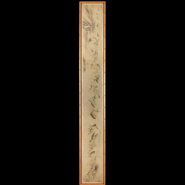 Disegno su carta con carpe, pesci e granchi, epoca Jiang Tingxi, Cina, Dinastia Qing, XVIII secolo