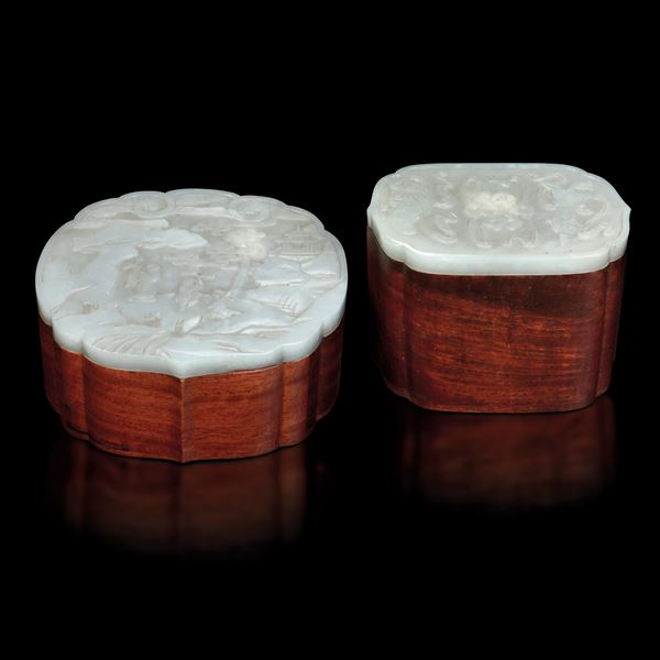 Two wood and jade boxes, China, Qing Dynasty