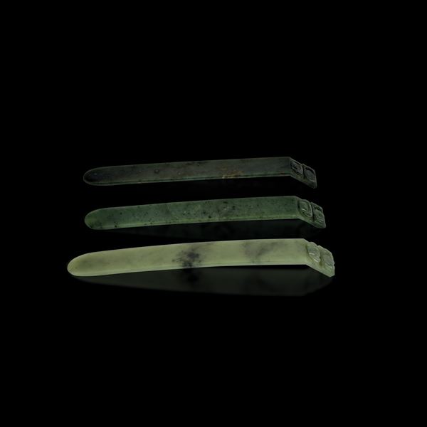 Three jade paper knives, China, Qing Dynasty