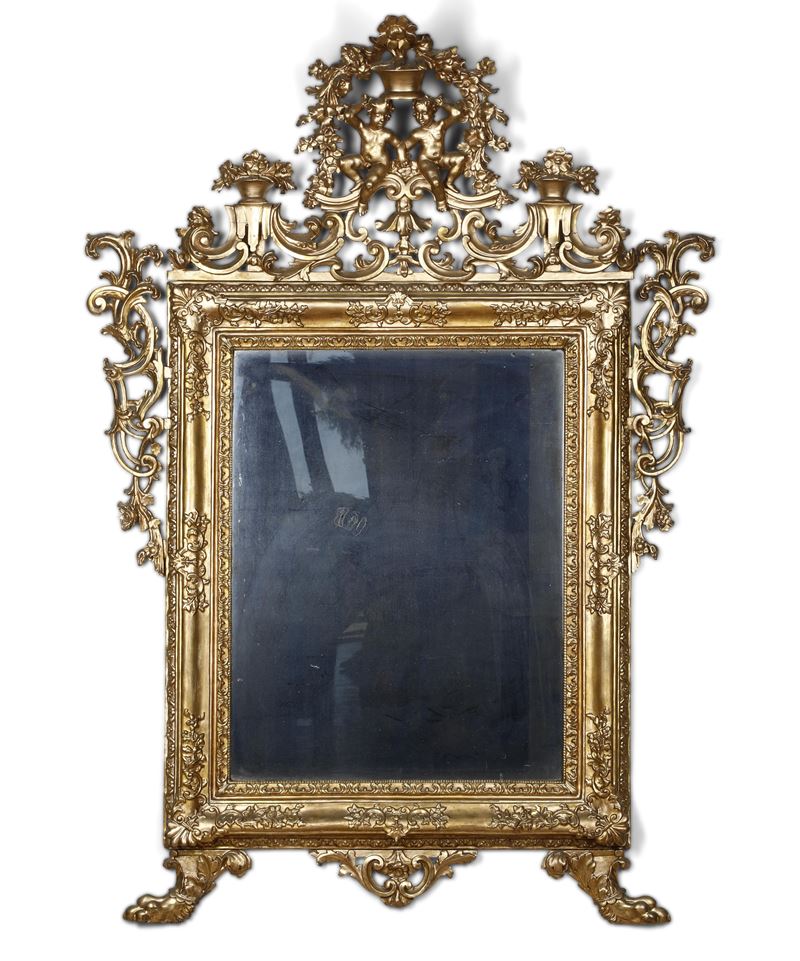 Specchiera in legno intagliato e dorato. XVIII secolo  - Auction Antiques and paintings - Cambi Casa d'Aste
