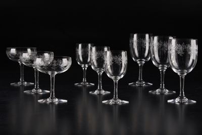 Dodici Coppe da Champagne “sévigné”francia, Manifattura Baccarat, Inizio del XX Secolo