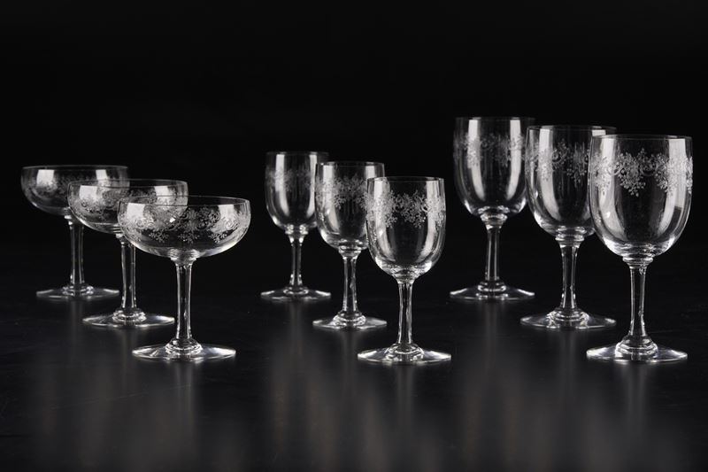 Dodici coppe da champagne “Sévigné” Francia, Manifattura Baccarat, inizio del XX secolo   - Asta L'Art de la Table - Cambi Casa d'Aste