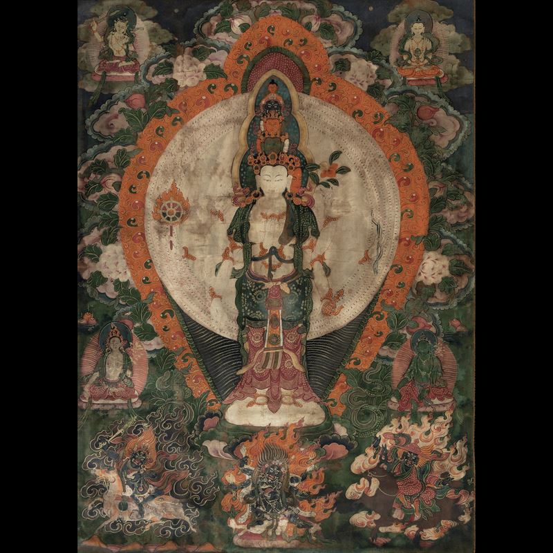 A silk thangka, Tibet, 1800s  - Auction Fine Chinese Works of Art - Cambi Casa d'Aste