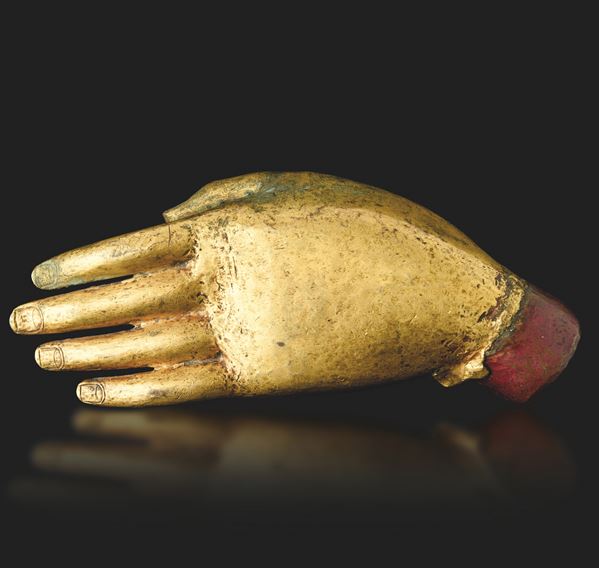 Gilded bronze hand, Tibet, Qing Dynasty, 16th-17th century