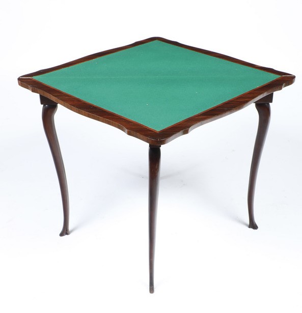Tavolo da Gioco Ad Angolo in Legno Lastronato. Genova XIX Secolo