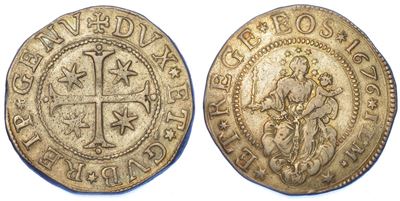 Genova. Dogi Biennali, 1528-1797. Serie della III Fase, 1637-1797. Scudo Stretto 1676. Sigle Ilm.