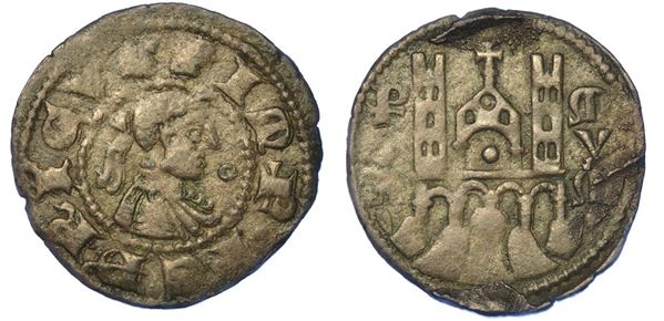 BERGAMO. COMUNE, A NOME DI FEDERICO II, 1194-1250. Denaro planeto, anni 1282-1290.