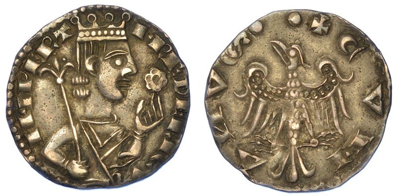 COMO. COMUNE, A NOME DI FEDERICO II, XII-XIV Secolo. Grosso da 4 Denari imperiali, anni 1254-1255.  - Auction Numismatics - I - Cambi Casa d'Aste