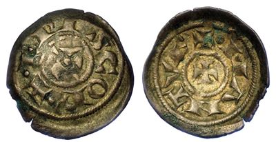 Mantova. Comune, 1150-1328. Obolo (anonime con Simboli Vescovili, 1150-1256).