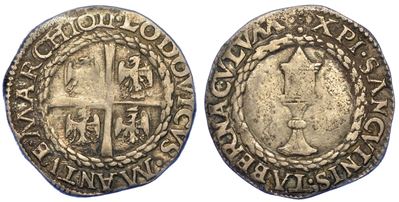 Mantova. Ludovico III (II) Gonzaga, 1445-1478. Mezzo Testone s.D.