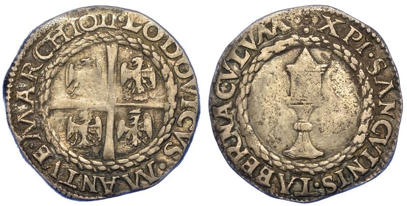 MANTOVA.  LUDOVICO III (II) GONZAGA, 1445-1478. Mezzo Testone s.d.  - Asta Numismatica - I - Cambi Casa d'Aste