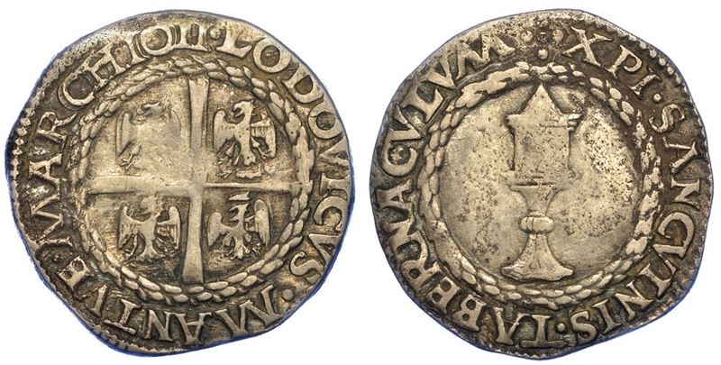 MANTOVA.  LUDOVICO III (II) GONZAGA, 1445-1478. Mezzo Testone s.d.  - Auction Numismatics - I - Cambi Casa d'Aste