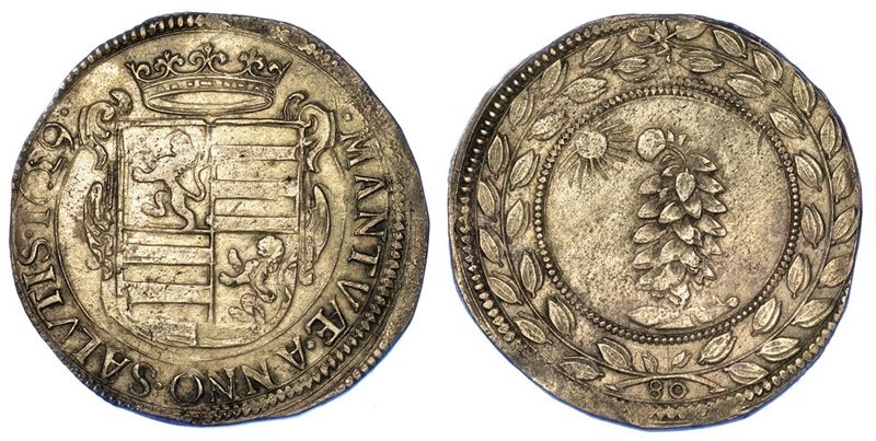 MANTOVA. ASSEDIO AUSTRO SPAGNOLO, 1629-1630. Mezzo Scudo del fiore 1629.  - Auction Numismatics - I - Cambi Casa d'Aste