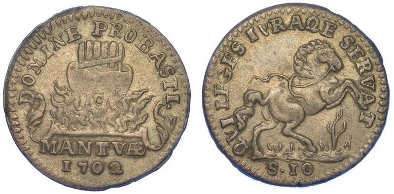 MANTOVA. FERDINANDO CARLO GONZAGA NEVERS, 1669-1707. Mezza Lira 1702.  - Auction Numismatics - I - Cambi Casa d'Aste
