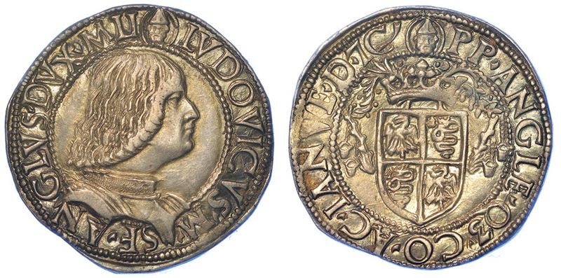 MILANO. LUDOVICO MARIA SFORZA (DETTO IL MORO), 1494-1499. Testone (o Grosso da 20 Soldi).  - Auction Numismatics - I - Cambi Casa d'Aste