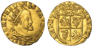 Milano. Filippo II D'asburgo, 1556-1598. Doppia 1588.