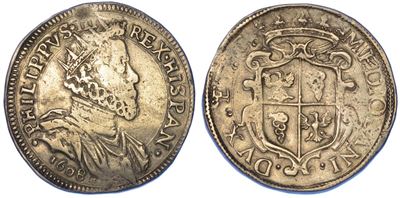 Milano. Filippo III D'asburgo, 1598-1621. Ducatone 1608.