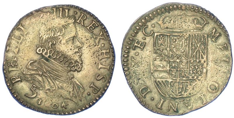 MILANO. FILIPPO III D'ASBURGO, 1598-1621. Denaro da 5 soldi 1604.  - Asta Numismatica - I - Cambi Casa d'Aste