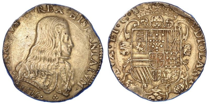 MILANO. CARLO II DI SPAGNA, 1665-1700. Filippo o Carlo 1676.  - Auction Numismatics - I - Cambi Casa d'Aste