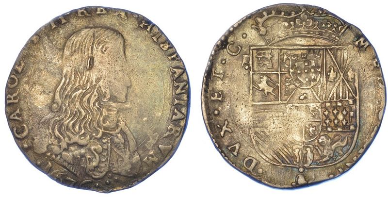 MILANO. CARLO II DI SPAGNA, 1665-1700. Mezzo Filippo 1676.  - Asta Numismatica - I - Cambi Casa d'Aste