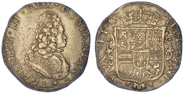 MILANO. CARLO III (poi VI), 1706-1711 (I periodo: Re di Spagna e Duca di Milano). Filippo o Carlo 1707.