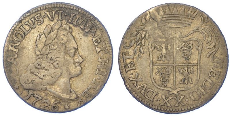 MILANO. CARLO VI D'ASBURGO, 1707-1740. Da 20 Soldi 1726.  - Asta Numismatica - I - Cambi Casa d'Aste