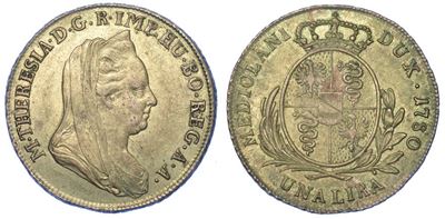 Milano. Maria Teresa D'asburgo, 1740-1780. Lira 1780.
