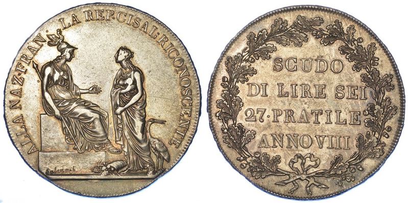 MILANO. REPUBBLICA CISALPINA, 1800-1802. Scudo da 6 Lire A. VIII.  - Asta Numismatica - I - Cambi Casa d'Aste