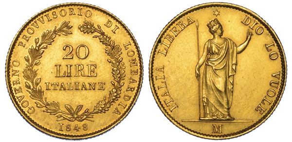 MILANO. GOVERNO PROVVISORIO DI LOMBARDIA, 1848. 20 Lire 1848.