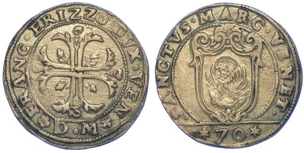 VENEZIA. FRANCESCO ERIZZO, 1631-1646. Mezzo scudo della croce da 70 soldi.