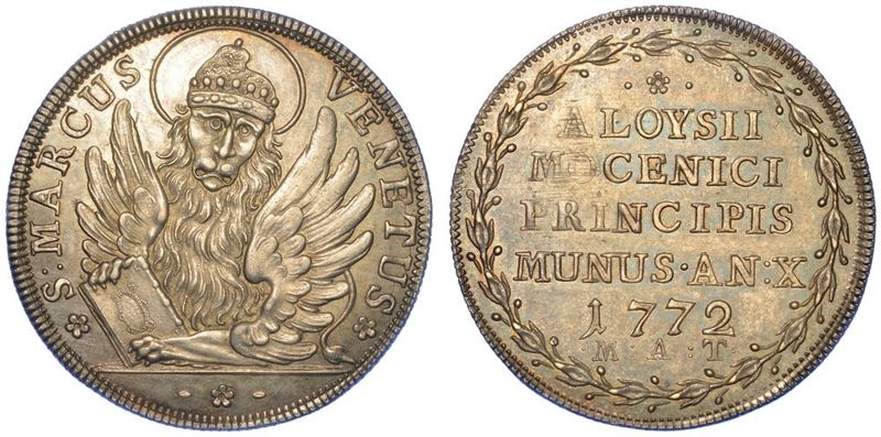 VENEZIA. ALVISE IV MOCENIGO, 1763-1778. Osella in argento 1772 A. X.  - Asta Numismatica - I - Cambi Casa d'Aste