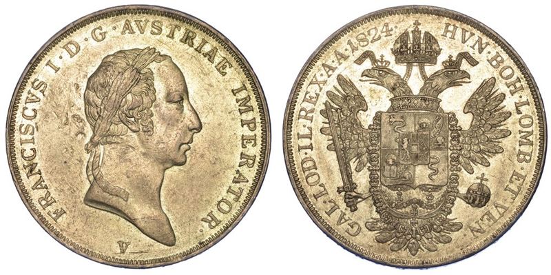 VENEZIA. FRANCESCO I D'ASBURGO-LORENA, 1815-1835. Scudo nuovo da 6 Lire 1824.  - Auction Numismatics - I - Cambi Casa d'Aste