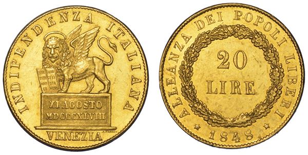 VENEZIA. GOVERNO PROVVISORIO DI VENEZIA, 1848-1849. 20 Lire 1848.