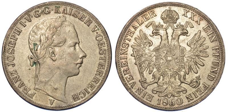 VENEZIA. FRANCESCO GIUSEPPE I D'ASBURGO-LORENA, 1848-1866. Tallero della lega 1860.  - Asta Numismatica - I - Cambi Casa d'Aste